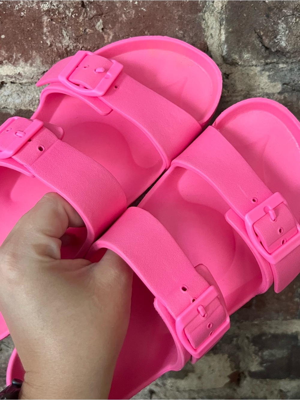 Target Women's Double-Buckle Slide Sandals in Bright Pink - Picture 4 of 5